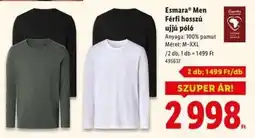 Lidl esmara MEN Férfi hosszú ujjú póló ajánlat