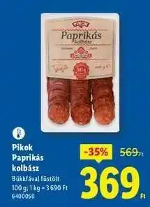 Lidl PIKOK Paprikás kolbász ajánlat