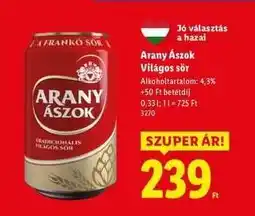 Lidl Arany Ászok Világos sör ajánlat