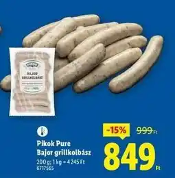 Lidl PIKOK PURE Bajor grillkolbász ajánlat