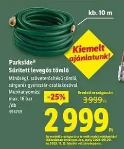 Lidl Parkside Sűrített levegős tömlő ajánlat