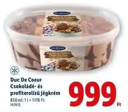 Lidl Duc De Coeur Csokoládé- és profiterolízű jégkrém ajánlat