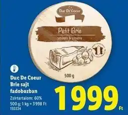Lidl Duc De Coeur Brie sajt fadobozban ajánlat