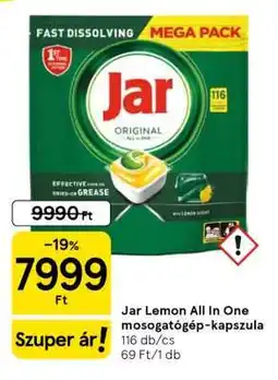 Tesco Jar Lemon All In One mosogatógép-kapszula ajánlat