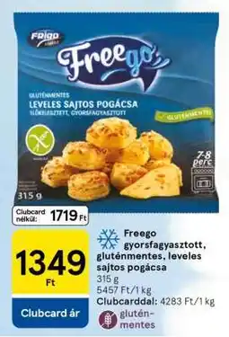 Tesco Freego gyorsfagyasztott, gluténmentes, leveles sajtos pogácsa ajánlat