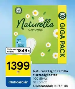 Tesco Naturella Light Kamilla tisztasági betét ajánlat