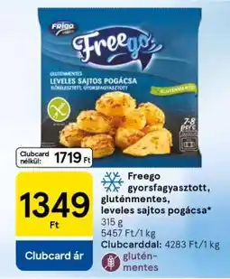 Tesco Freego gyorsfagyasztott, gluténmentes, leveles sajtos pogácsa ajánlat