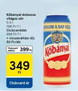 Tesco Kőbányai dobozos világos sör ajánlat