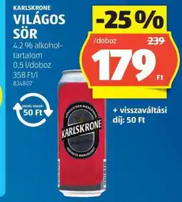 ALDI KARLSKRONE VILÁGOS SÖR ajánlat