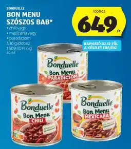 ALDI Bonduelle Bon menu szószos bab ajánlat