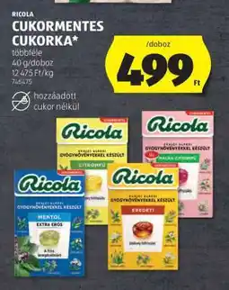 ALDI Ricola Cukormentes Cukorka ajánlat