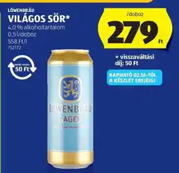 ALDI LÖWENBRÄU Világos sör ajánlat