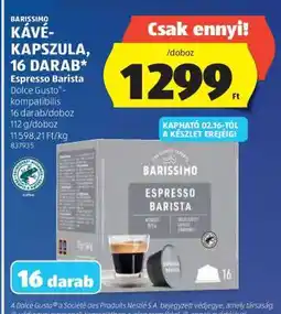 ALDI BARISSIMO KÁVÉKAPSZULA, 16 DARAB ajánlat