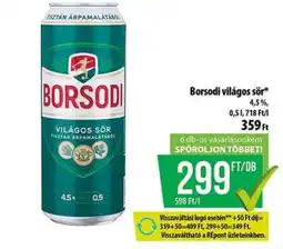 Coop BORSODI Világos sör ajánlat