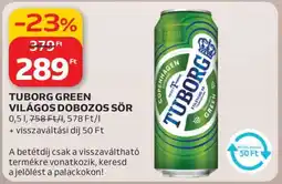 Auchan TUBORG GREEN VILÁGOS DOBOZOS SÖR ajánlat