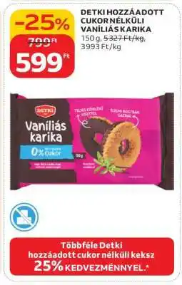 Auchan DETKI HOZZÁADOTT CUKOR NÉLKÜLI VANÍLIÁS KARIKA ajánlat