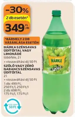 Auchan Márka Szénsavas Üdítőital vagy Limonádé ajánlat