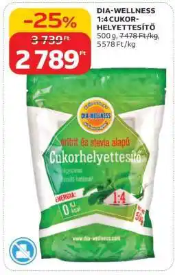 Auchan DIA-WELLNESS 1:4 Cukorhelyettesítő ajánlat