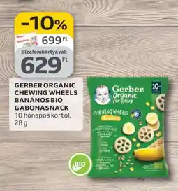 Auchan GERBER ORGANIC CHEWING WHEELS BANÁNOS BIO GABONASNACK ajánlat