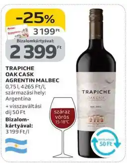 Auchan TRAPICHE OAK CASK ARGENTIN MALBEC ajánlat