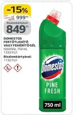 Auchan DOMESTOS FERTŐTLENÍTŐ VAGY FEHÉRÍTŐ GÉL ajánlat