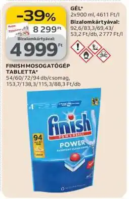 Auchan FINISH Mosogatógép-tabletta ajánlat