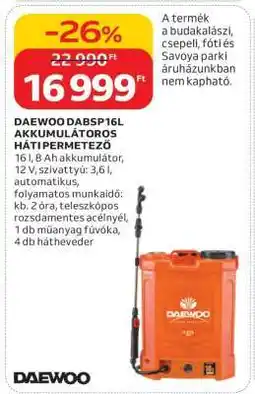 Auchan DAEWOO DABSP16L AKKUMULÁTOROS HÁTI PERMETEZŐ ajánlat