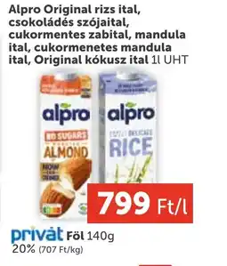 PRIVÁT ALPRO növényi ital ajánlat