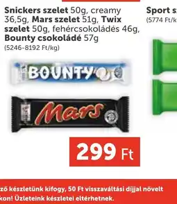 PRIVÁT Snickers, Mars, Twix, Bounty szelet ajánlat