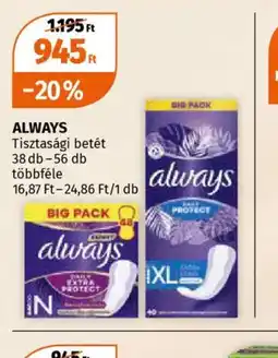 Müller ALWAYS Tisztasági betét ajánlat