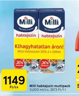 Tesco Milli habtejszín multipack ajánlat
