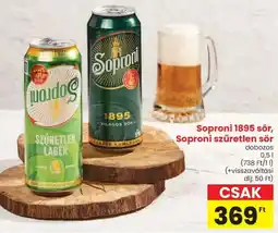 Spar Soproni 1895 sör, Soproni szűretlen sör ajánlat