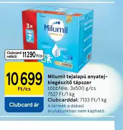 Tesco Milumil tej alapú tápszer ajánlat