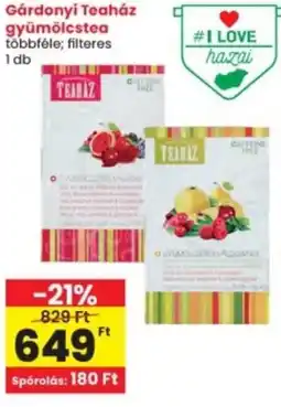 Interspar Gárdonyi Teaház gyümölcstea ajánlat