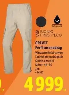 Lidl Crivit Férfi túranadrág ajánlat