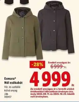 Lidl Esmara Női esőkabát ajánlat