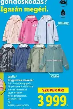 Lidl LUPILU Kisgyermek esőkabát ajánlat