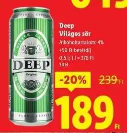 Lidl DEEP Világos sör ajánlat