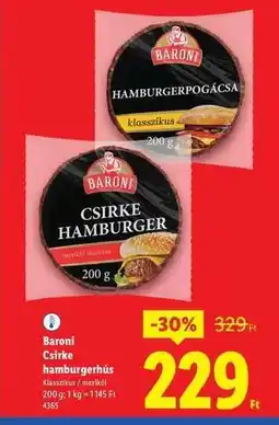 Lidl BARONI Csirke hamburgerhús ajánlat