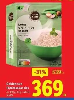 Lidl Golden sun Főzőtasakos rizs ajánlat