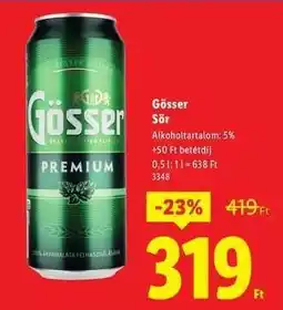Lidl Gösser Sör ajánlat