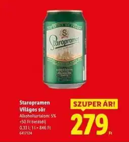 Lidl STAROPRAMEN Világos sör ajánlat