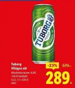 Lidl TUBORG Világos sör ajánlat