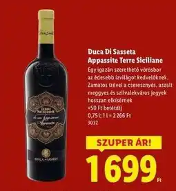 Lidl Duca di Sasseta Appassite Terre Siciliane ajánlat