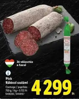 Lidl PICK Rákóczi szalámi ajánlat