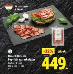 Lidl HAZÁNK KINCSEI Paprikás szárazkolbász ajánlat