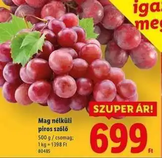 Mag nélküli piros szőlő