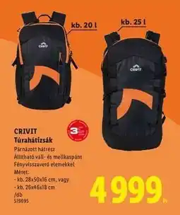 Lidl CRIVIT Túrahátizsák ajánlat