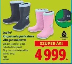 Lidl Lupilu Kisgyermek gumicsizma villogó funkcióval ajánlat