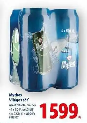 Lidl MYTHOS Világos sör ajánlat